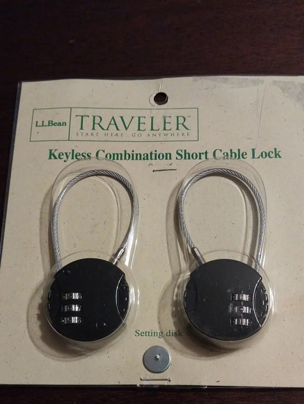 L.L. Bean Black Traveler Keyless Combination Short Cable Locks - Set of 2